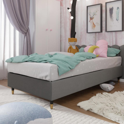Jednolôžková čalúnená posteľ s matracom 120x200 NECHLIN 5 - šedá