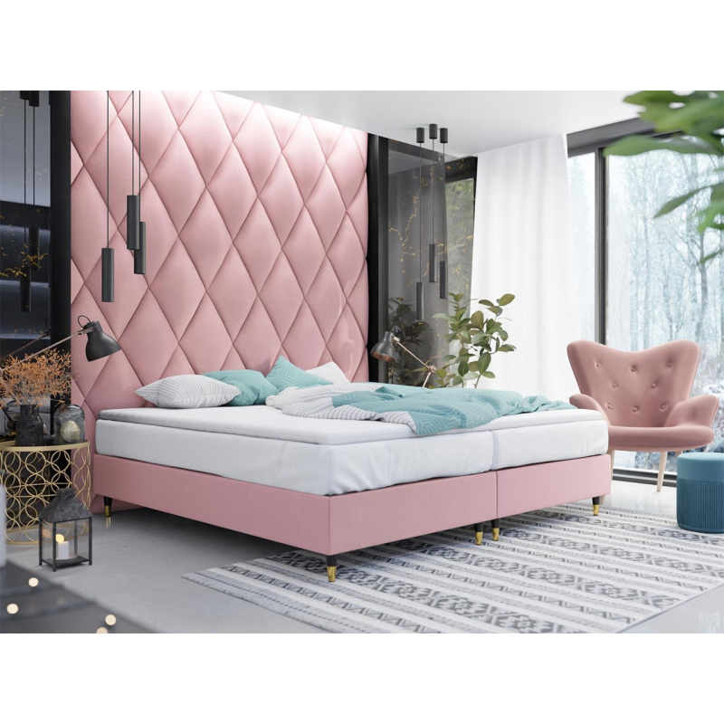Manželská čalúnená posteľ s matracom 180x200 NECHLIN 5 - ružová