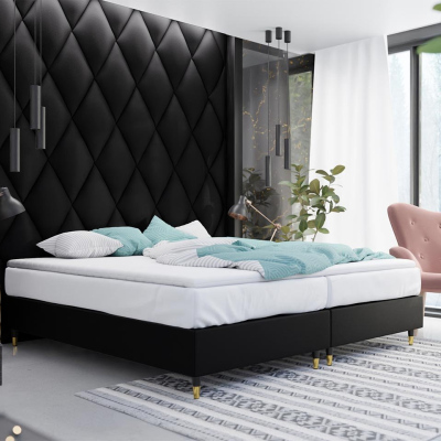 Manželská čalúnená posteľ s matracom 160x200 NECHLIN 5 - čierna eko koža