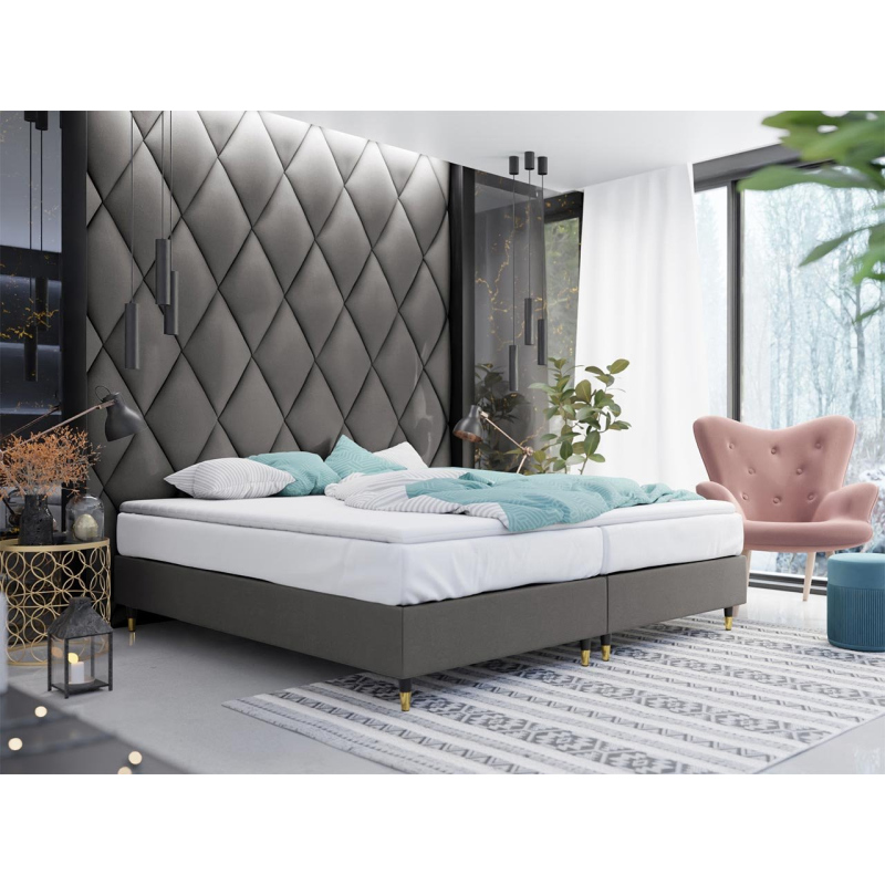 Manželská čalúnená posteľ s matracom 160x200 NECHLIN 5 - šedá