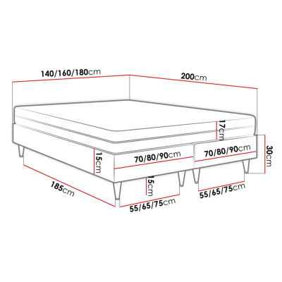 Manželská čalúnená posteľ s matracom 160x200 NECHLIN 5 - biela eko koža