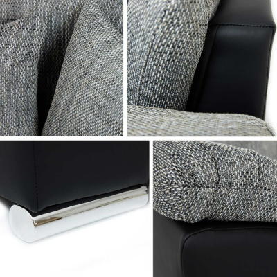 Rohová sedačka na každodenné spanie DELFINA - čierna / tmavá šedá, ľavý roh