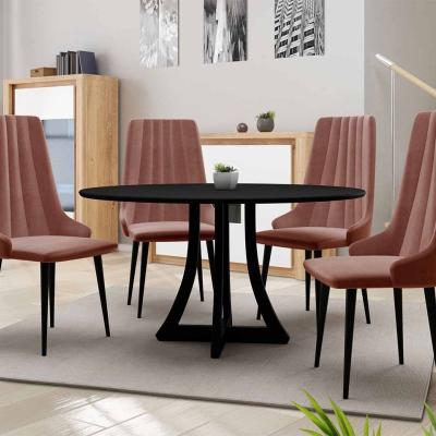 Okrúhly jedálenský stôl 120 cm so 4 stoličkami TULZA 1 - čierny / ružový