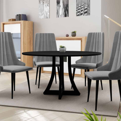 Okrúhly jedálenský stôl 120 cm so 4 stoličkami TULZA 1 - čierny / šedý