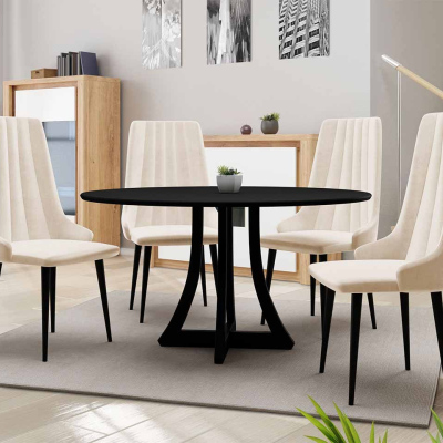 Okrúhly jedálenský stôl 100 cm so 4 stoličkami TULZA 1 - čierny / béžový