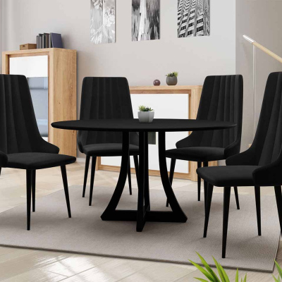 Okrúhly jedálenský stôl 100 cm so 4 stoličkami TULZA 1 - čierny