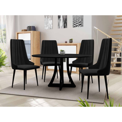 Okrúhly jedálenský stôl 100 cm so 4 stoličkami TULZA 1 - čierny