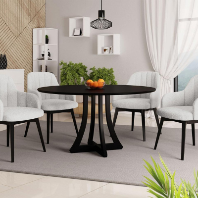 Okrúhly jedálenský stôl 100 cm so 4 stoličkami TULZA 2 - čierny / biely