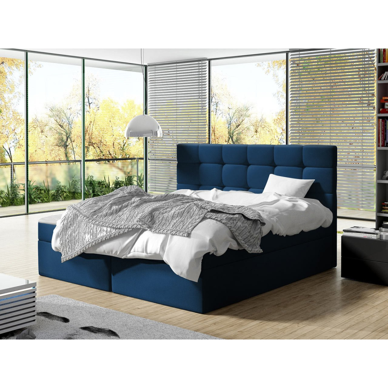 Kontinentálna manželská posteľ 180x200 CAROLA - modrá + topper ZDARMA
