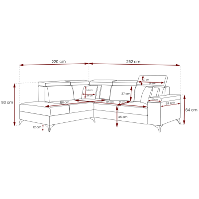 Rozkladacia sedacia súprava s úložným priestorom RAIWIN - ružová