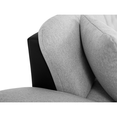 Moderná rohová sedačka HARUKA - biela ekokoža / svetlá šedá, pravý roh