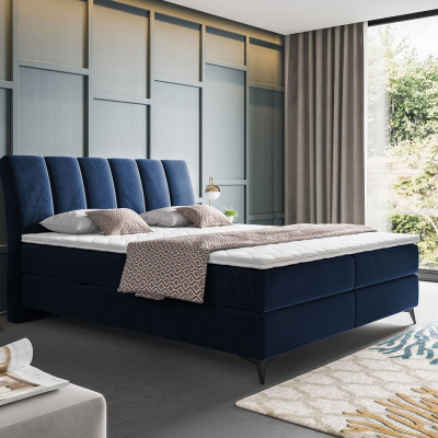 Kontinentálna manželská posteľ 160x200 TALLOW - modrá + topper ZDARMA