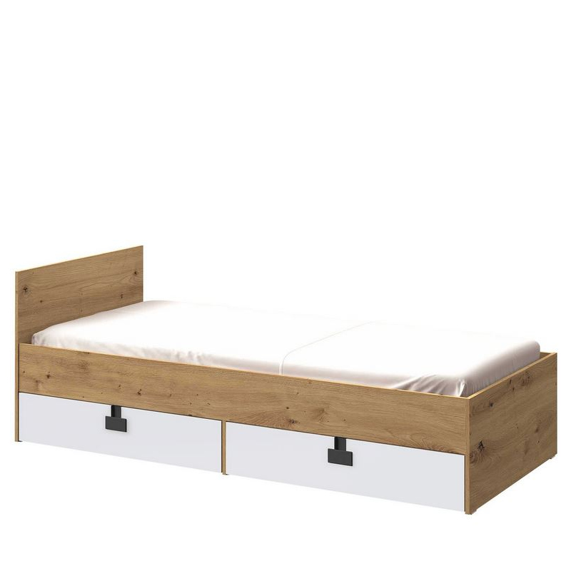 Jednolôžková posteľ do študentskej izby 90x200 BASHIRA - dub / biela