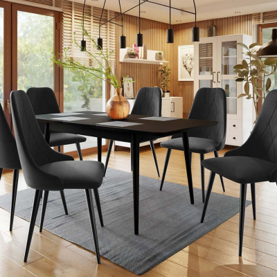 Rozkladací jedálenský stôl so stoličkami OLMIO 2 - čierny
