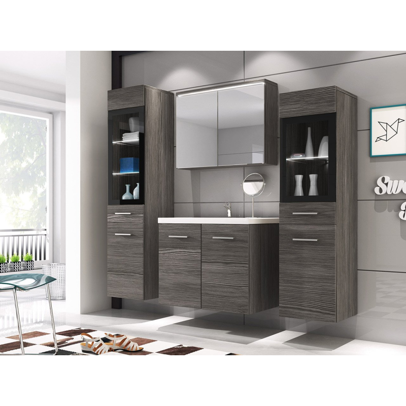 Kúpeľňová zostava s LED osvetlením YUKO 2 - modrín bodega + batéria Platino