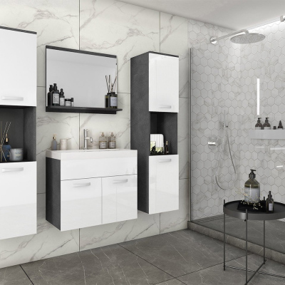Kúpeľňová zostava s umývadlom ZORAIDA XL - matera / lesklá biela + sifón a batéria Platino ZDARMA