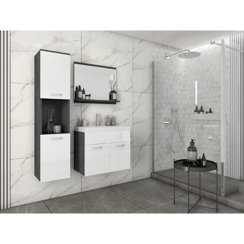 Kúpeľňová zostava s umývadlom ZORAIDA - matera / lesklá biela + sifón a batéria Economico ZDARMA