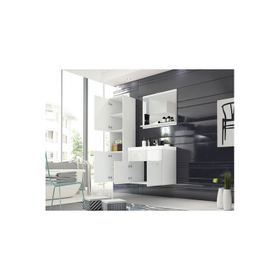 Kúpeľňová zostava s umývadlom ZORAIDA - matera / lesklá biela + batéria Platino ZDARMA