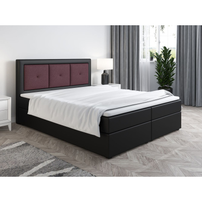 Boxspringová posteľ LILLIANA 4 - 200x200, čierna eko koža / fialová
