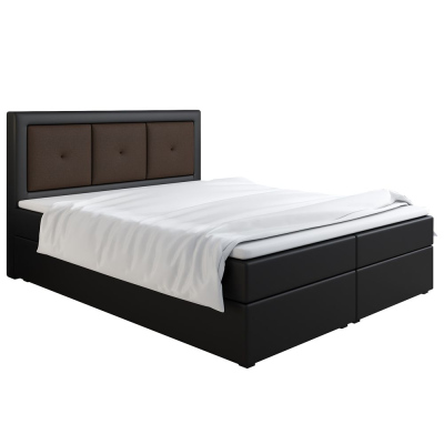 Boxspringová posteľ LILLIANA 4 - 200x200, čierna eko koža / hnedá