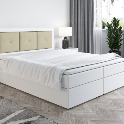 Boxspringová posteľ LILLIANA 4 - 180x200, biela eko koža / béžová