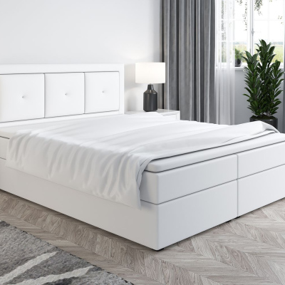 Boxspringová posteľ LILLIANA 4 - 180x200, biela eko koža