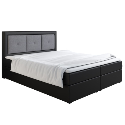 Boxspringová posteľ LILLIANA 4 - 180x200, čierna eko koža / šedá