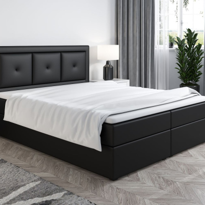 Boxspringová posteľ LILLIANA 4 - 180x200, čierna eko koža