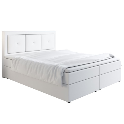 Boxspringová posteľ LILLIANA 4 - 160x200, biela eko koža