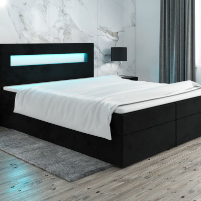 Čalúnená posteľ s osvetlením LILLIANA 3 - 200x200, čierna