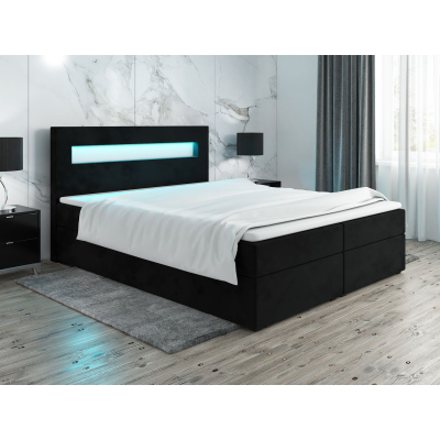 Čalúnená posteľ s osvetlením LILLIANA 3 - 200x200, čierna