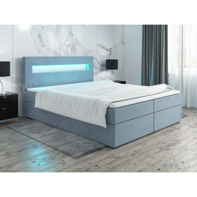 Čalúnená posteľ s osvetlením LILLIANA 3 - 200x200, modrá