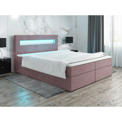 Čalúnená posteľ s osvetlením LILLIANA 3 - 200x200, ružová