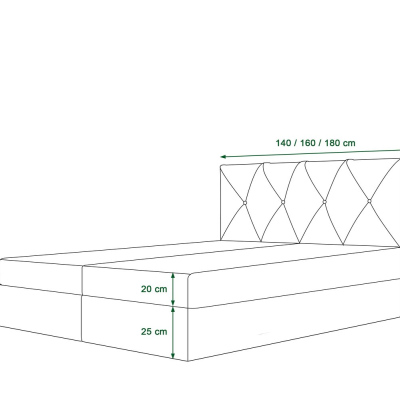 Hotelová posteľ LILIEN - 160x200, zelená