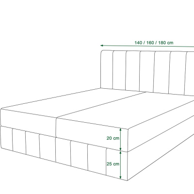 Boxspringová posteľ MADLEN - 140x200, červená