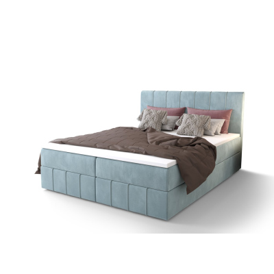 Boxspringová posteľ MADLEN - 140x200, svetlo modrá