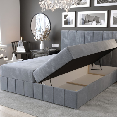 Boxspringová posteľ MADLEN - 140x200, šedá