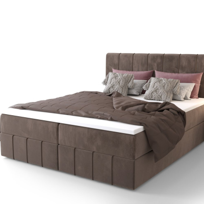 Boxspringová posteľ MADLEN - 160x200, tmavo hnedá