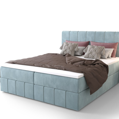 Boxspringová posteľ MADLEN - 180x200, svetlo modrá