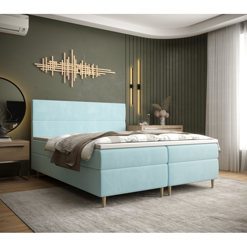 Kontinentálna manželská posteľ ANGELES - 160x200, svetlo modrá
