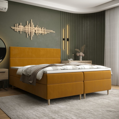 Kontinentálna manželská posteľ ANGELES - 160x200, žltá