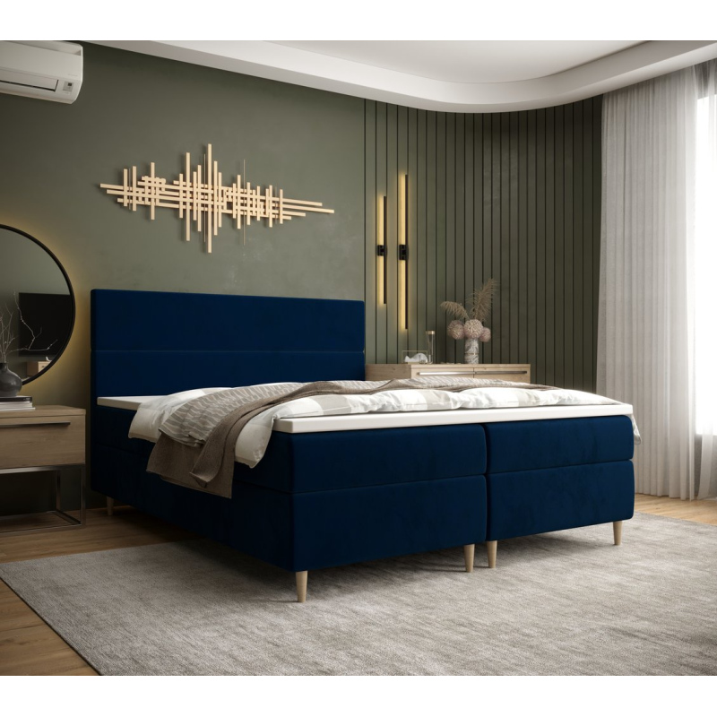 Kontinentálna manželská posteľ ANGELES - 180x200, tmavo modrá