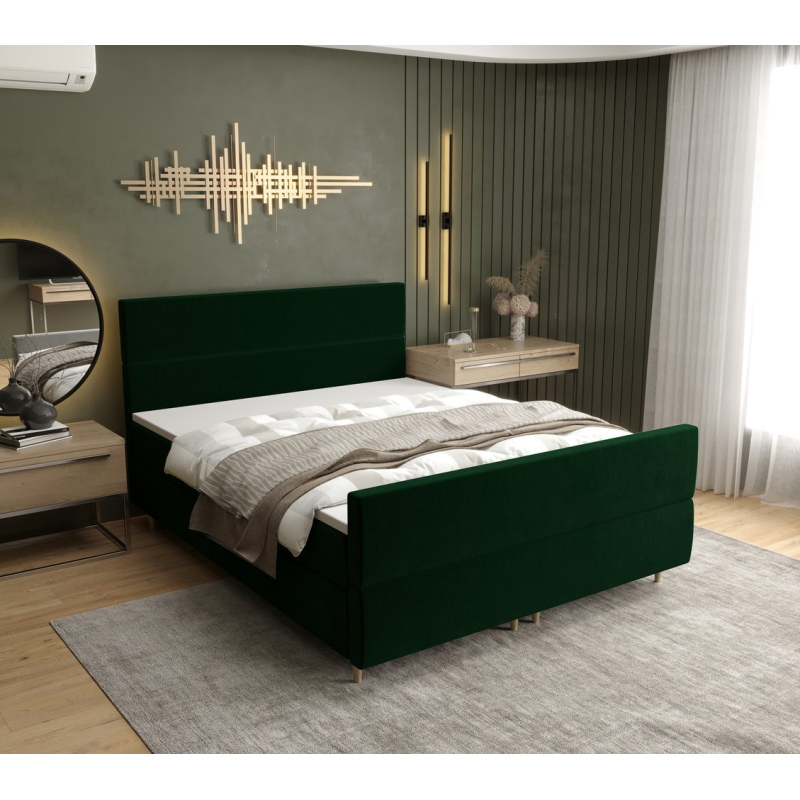 Kontinentálna manželská posteľ ANGELES PLUS - 140x200, tmavo zelená