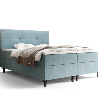 Americká posteľ s vysokým čelom DORINA - 140x200, svetlo modrá