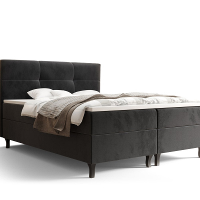 Americká posteľ s vysokým čelom DORINA - 140x200, tmavo šedá