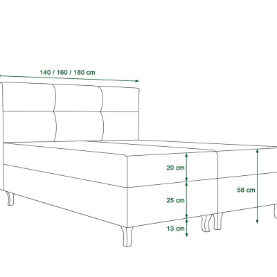 Americká posteľ s vysokým čelom DORINA - 160x200, zelená