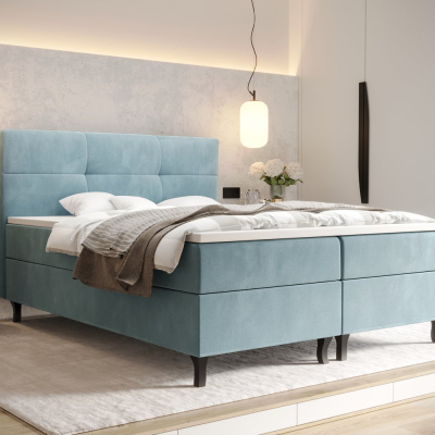 Americká posteľ s vysokým čelom DORINA - 160x200, svetlo modrá