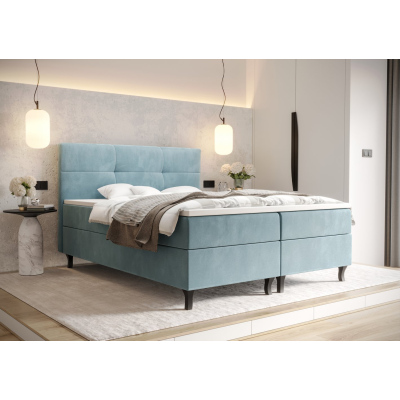 Americká posteľ s vysokým čelom DORINA - 160x200, svetlo modrá