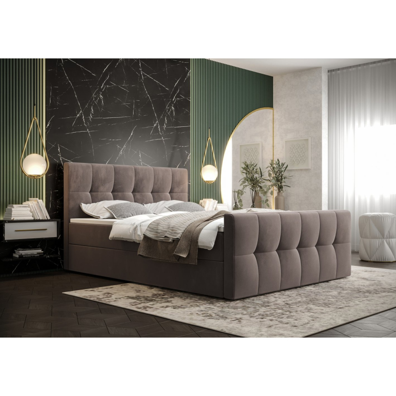Elegantná manželská posteľ ELIONE - 140x200, tmavo hnedá