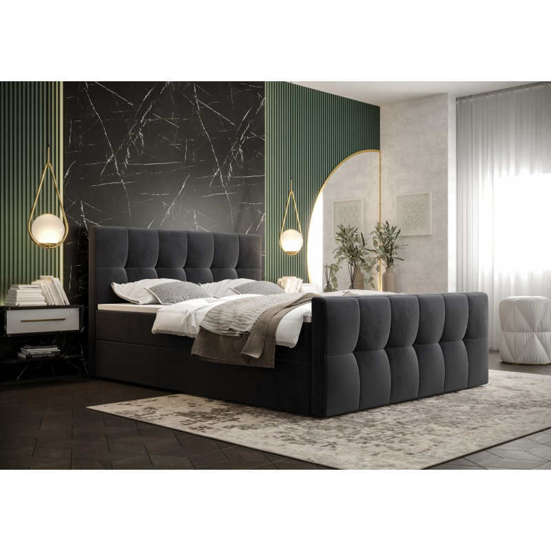Elegantná manželská posteľ ELIONE - 140x200, tmavo šedá
